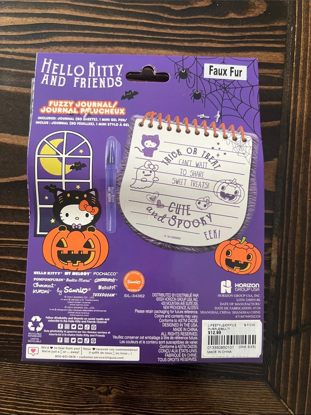 Hello Kitty Purple Fuzzy Journal with Orange Bow Forever21